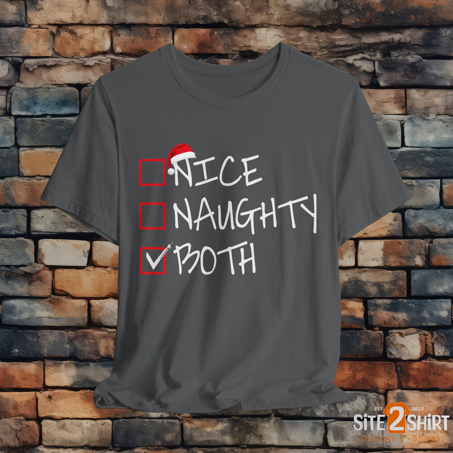 Naughty or Nice, Or Both Christmas T Shirt, Fun Holiday Party Shirt, Christmas Checklist Shirt