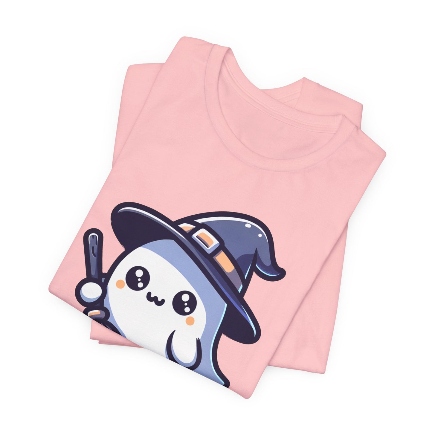 Witchy Cute Halloween Ghost T Shirt, Witchy Ghost with Broom Stick Tee, Halloween Apparel, Halloween Trick or Treat Party Shirt