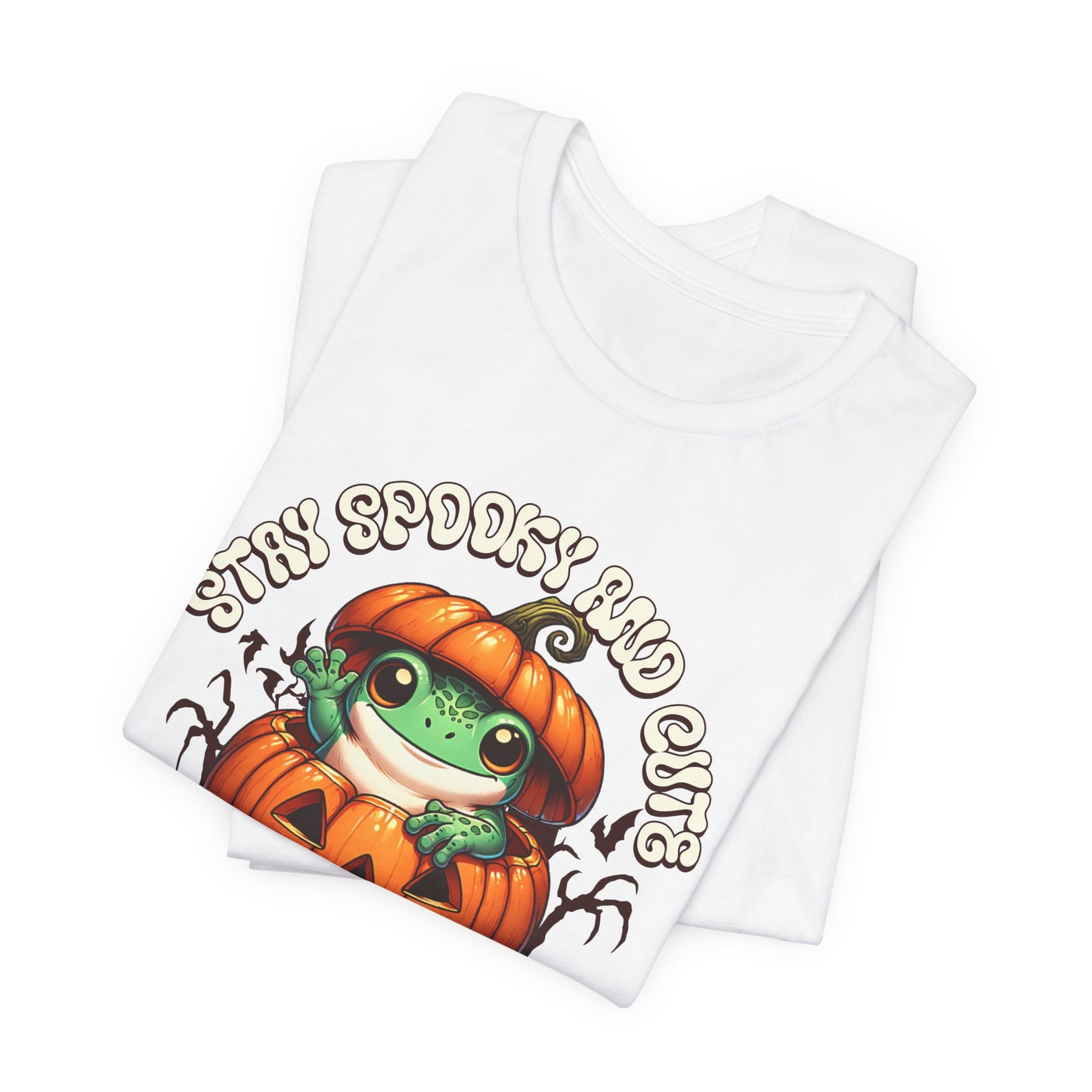 Spooky Cute Pumpkin and Frog Happy Halloween T Shirt, Fun Shirt for Halloween Parties or Trick or treating with the kiddos