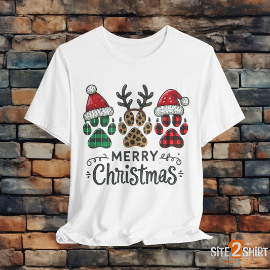 Christmas Paw Print Tee, Shirt, Party Apparel, Christmas Shirt