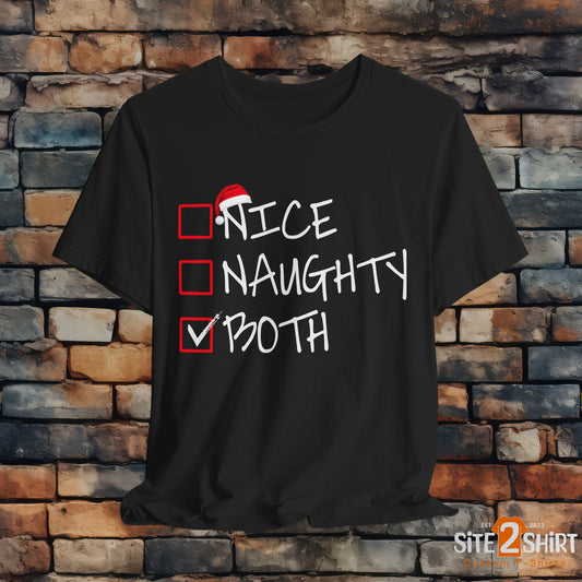 Naughty or Nice, Or Both Christmas T Shirt, Fun Holiday Party Shirt, Christmas Checklist Shirt