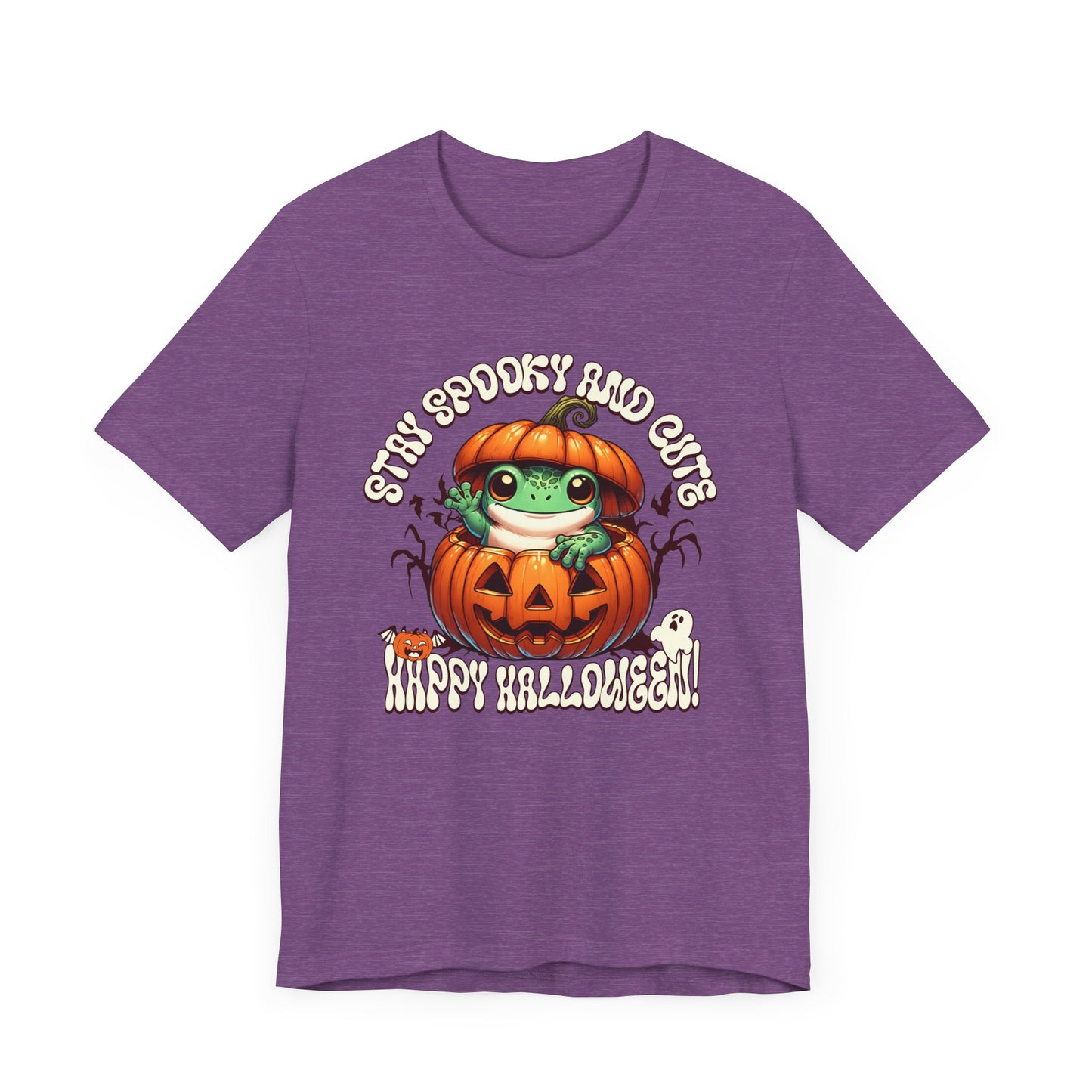 Spooky Cute Pumpkin and Frog Happy Halloween T Shirt, Fun Shirt for Halloween Parties or Trick or treating with the kiddos