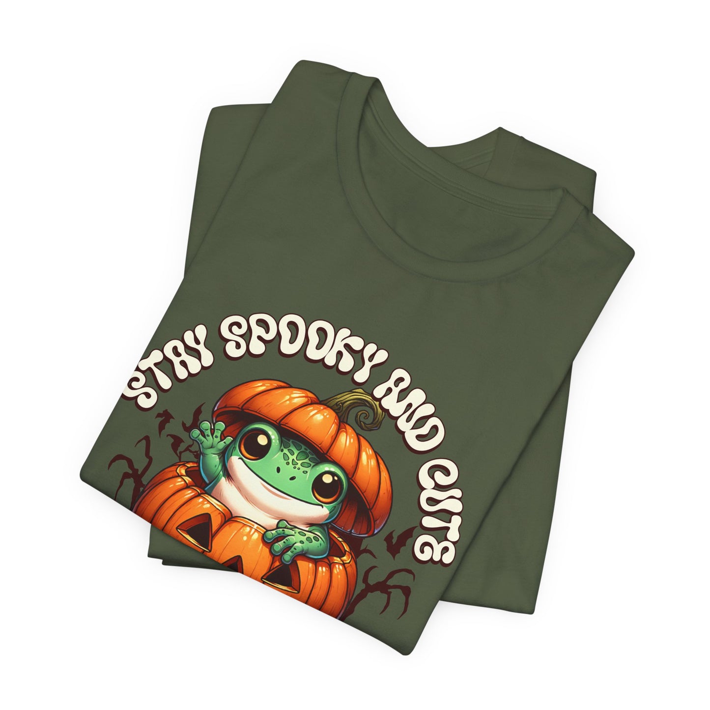 Spooky Cute Pumpkin and Frog Happy Halloween T Shirt, Fun Shirt for Halloween Parties or Trick or treating with the kiddos