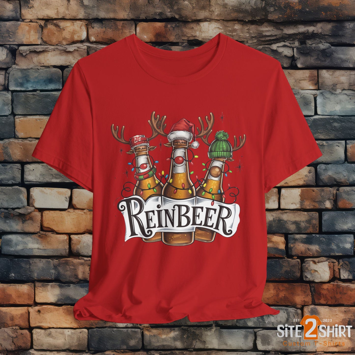 Christmas Reinbeer Tee, Christmas Reindeer Beer Bottle Christmas Shirt, Fun Party Shirt