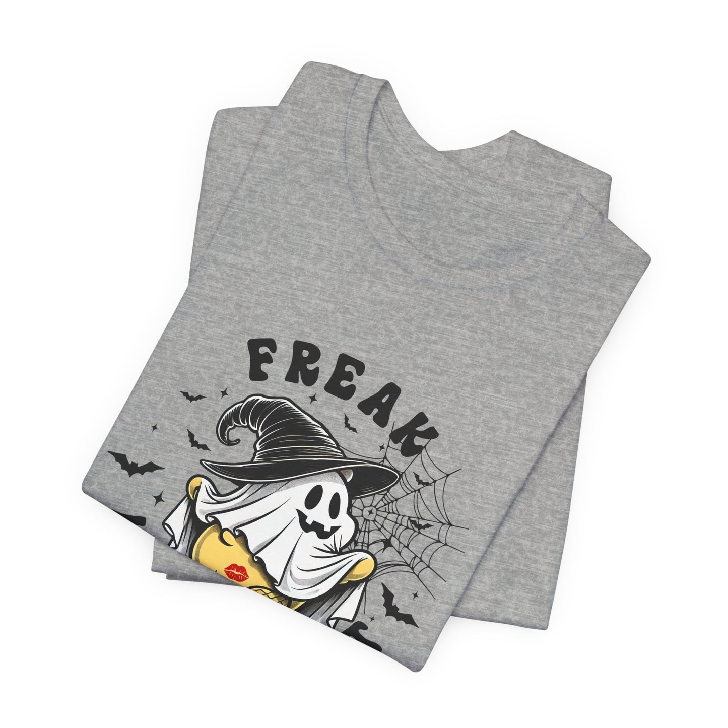 Cute and Silly Halloween FREAK IN THE SHEET Teddy Bear T Shirt, Fun Halloween Party Shirt, Spooky Season Ghost Shirt Halloween Apparel