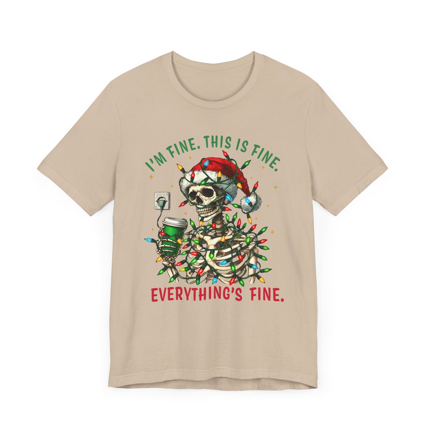 Skeleton Wrapped in Tangled Christmas Lights Holiday T Shirt