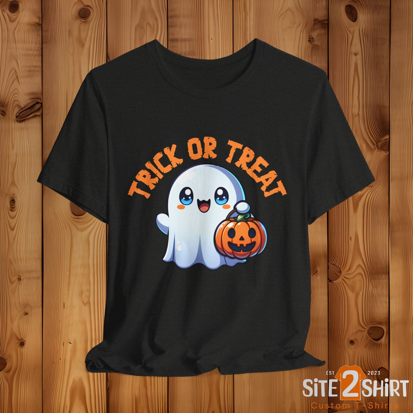 Ghost Spooky T-Shirt, Cute Trick or Treat Ghost and Pumpkin Halloween T Shirt, Spooky Season Shirt