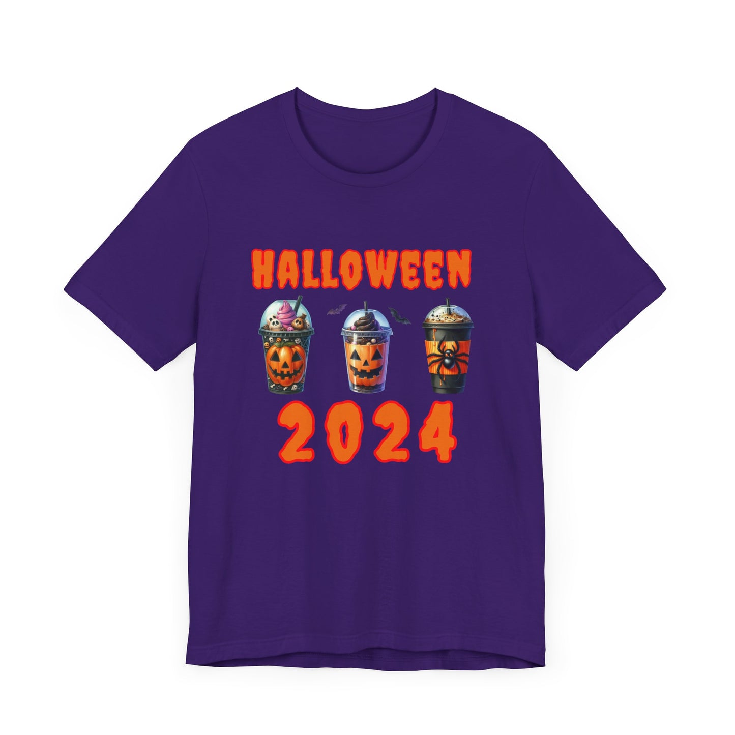 Spooky Season Sips Trio T-Shirt - 3 Halloween-Themed Coffee Cups for the Perfect Fall Vibe, Halloween Coffee Cups T Shirt, Pumpkins, Spiders, Bats