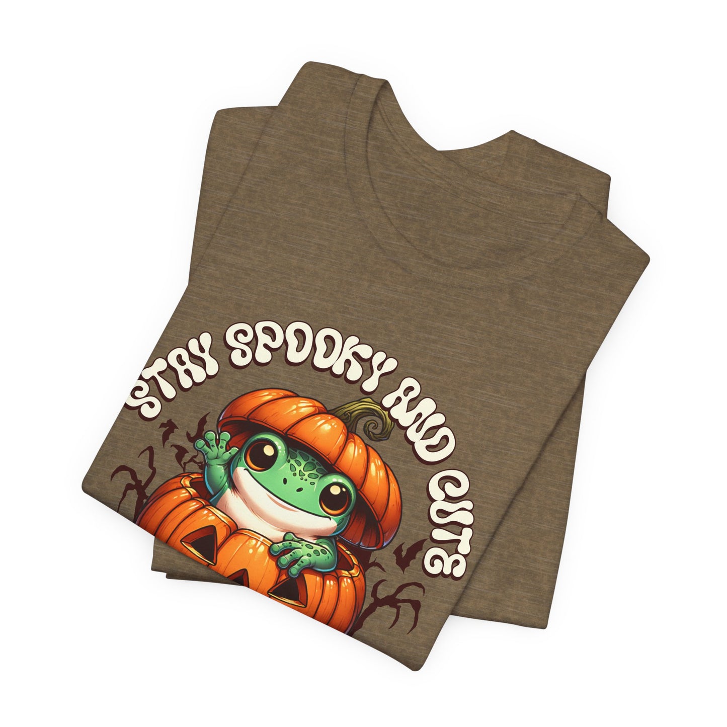 Spooky Cute Pumpkin and Frog Happy Halloween T Shirt, Fun Shirt for Halloween Parties or Trick or treating with the kiddos