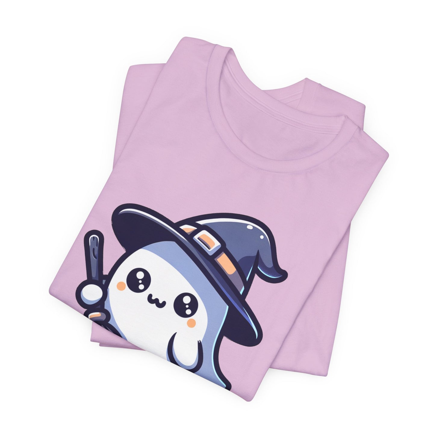 Witchy Cute Halloween Ghost T Shirt, Witchy Ghost with Broom Stick Tee, Halloween Apparel, Halloween Trick or Treat Party Shirt