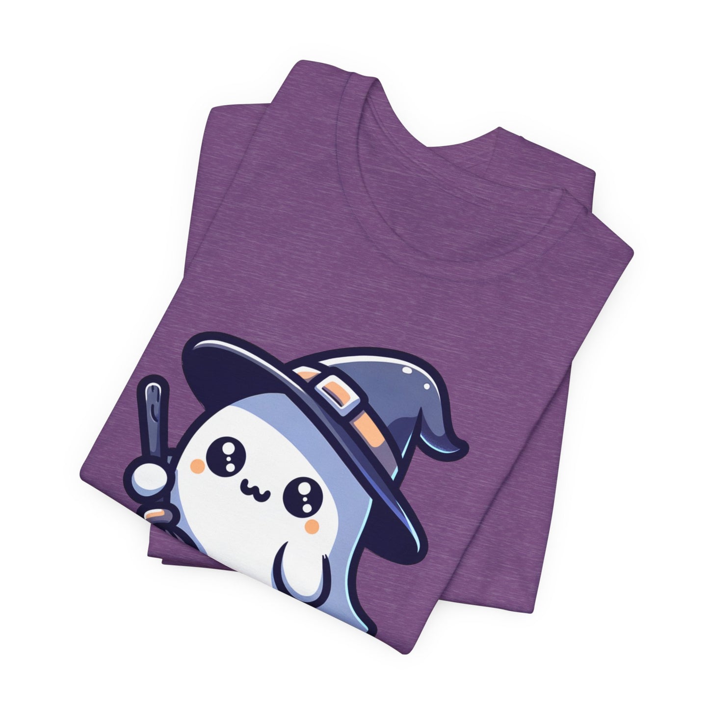 Witchy Cute Halloween Ghost T Shirt, Witchy Ghost with Broom Stick Tee, Halloween Apparel, Halloween Trick or Treat Party Shirt