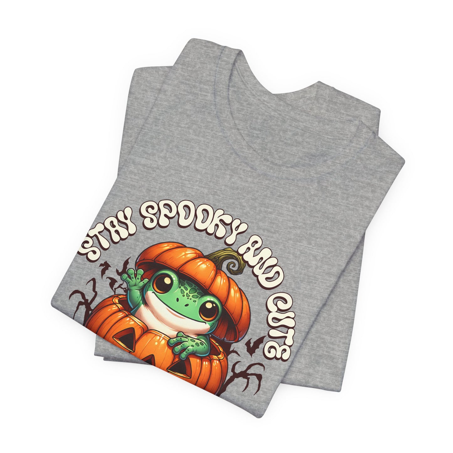 Spooky Cute Pumpkin and Frog Happy Halloween T Shirt, Fun Shirt for Halloween Parties or Trick or treating with the kiddos