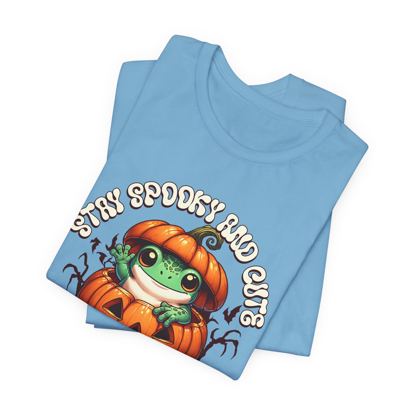 Spooky Cute Pumpkin and Frog Happy Halloween T Shirt, Fun Shirt for Halloween Parties or Trick or treating with the kiddos