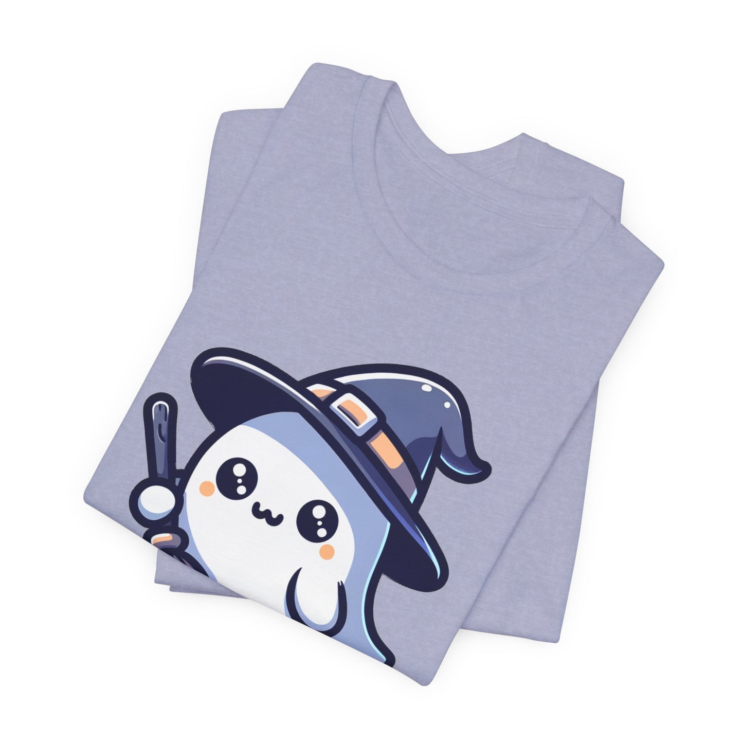 Witchy Cute Halloween Ghost T Shirt, Witchy Ghost with Broom Stick Tee, Halloween Apparel, Halloween Trick or Treat Party Shirt