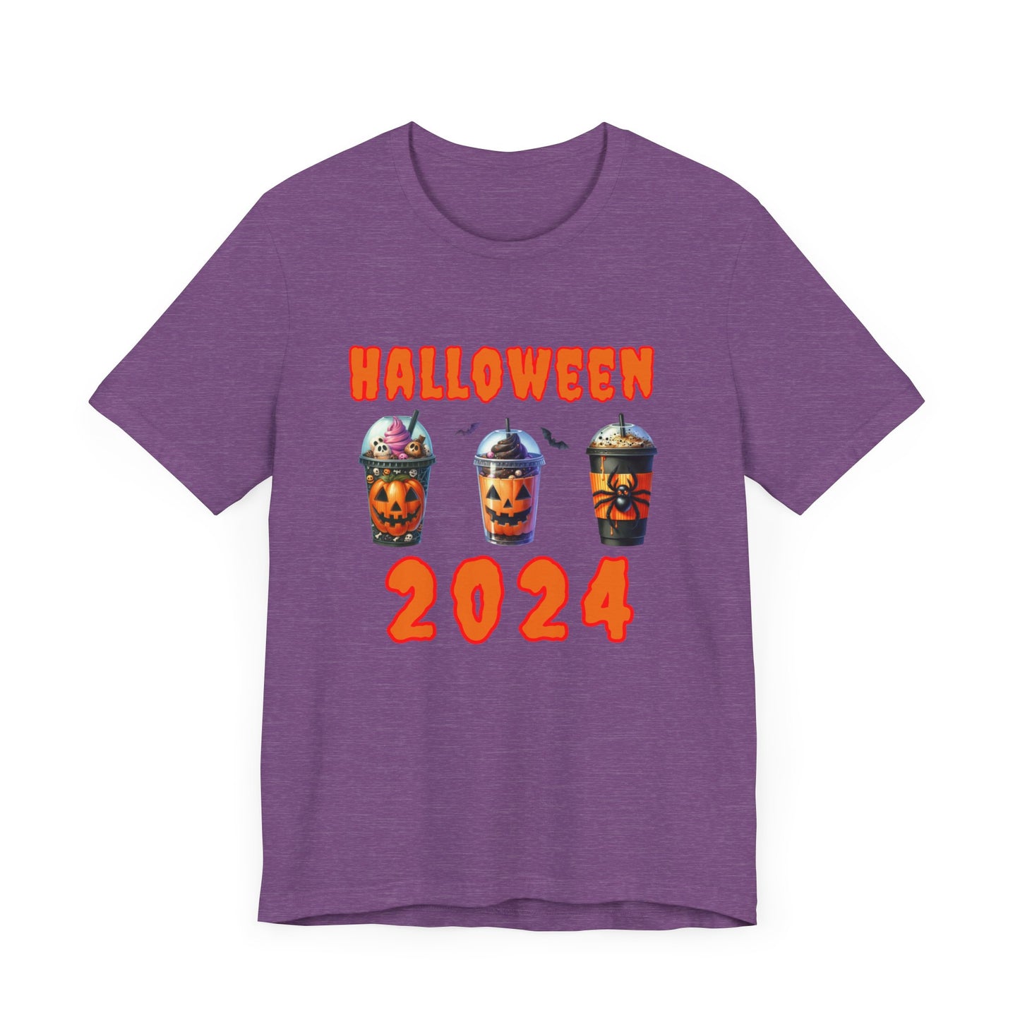 Spooky Season Sips Trio T-Shirt - 3 Halloween-Themed Coffee Cups for the Perfect Fall Vibe, Halloween Coffee Cups T Shirt, Pumpkins, Spiders, Bats