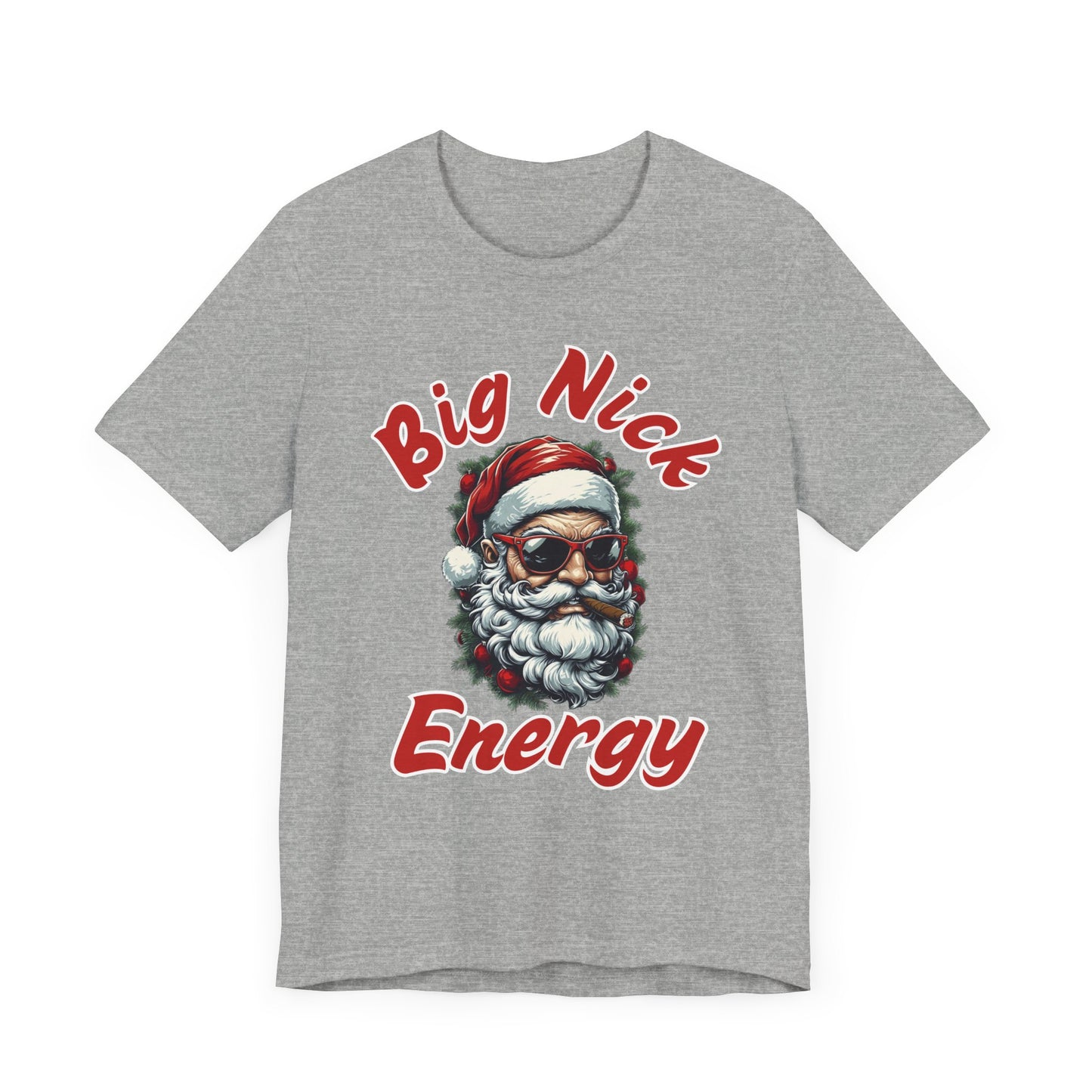 Big Nick Energy Christmas Santa T Shirt, Christmas Party Shirt, Cool Holiday Santa Smoking a Cigar Shirt