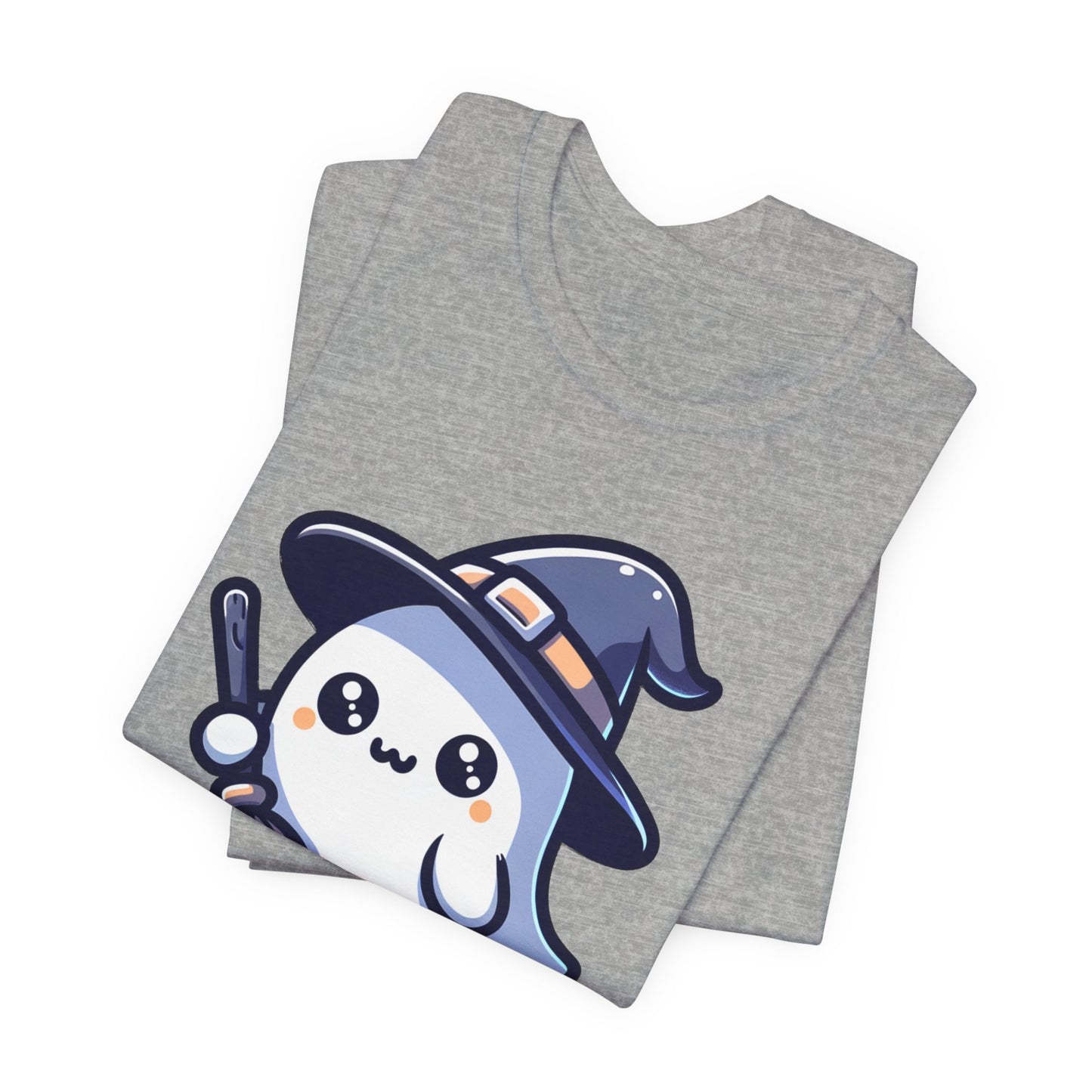 Witchy Cute Halloween Ghost T Shirt, Witchy Ghost with Broom Stick Tee, Halloween Apparel, Halloween Trick or Treat Party Shirt