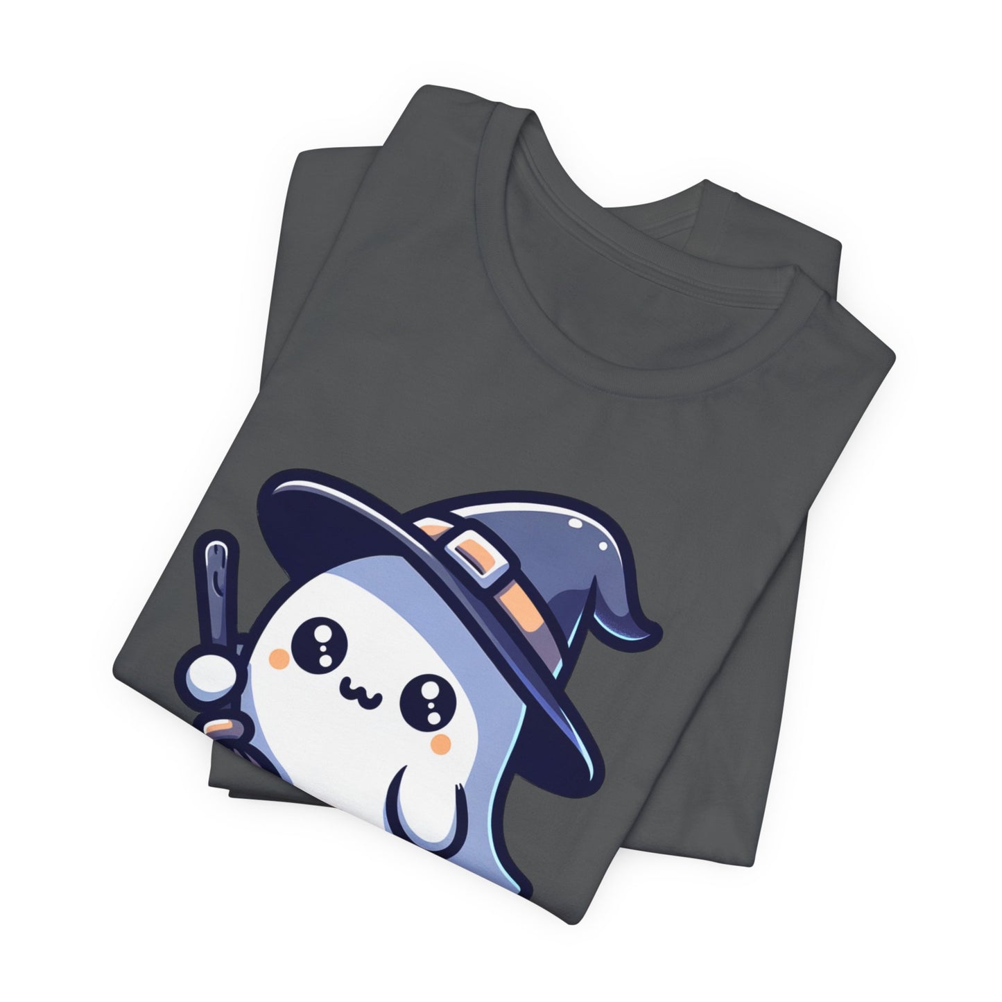 Witchy Cute Halloween Ghost T Shirt, Witchy Ghost with Broom Stick Tee, Halloween Apparel, Halloween Trick or Treat Party Shirt