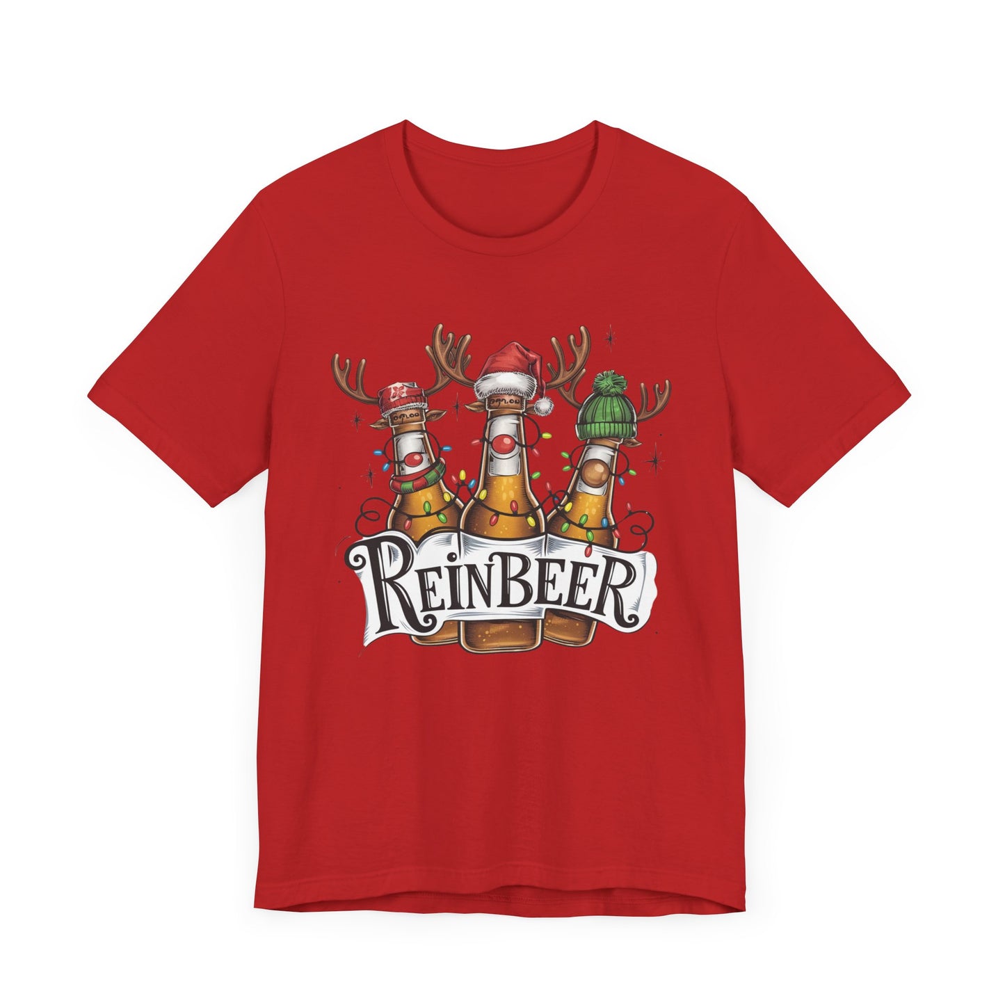 Christmas Reinbeer Tee, Christmas Reindeer Beer Bottle Christmas Shirt, Fun Party Shirt