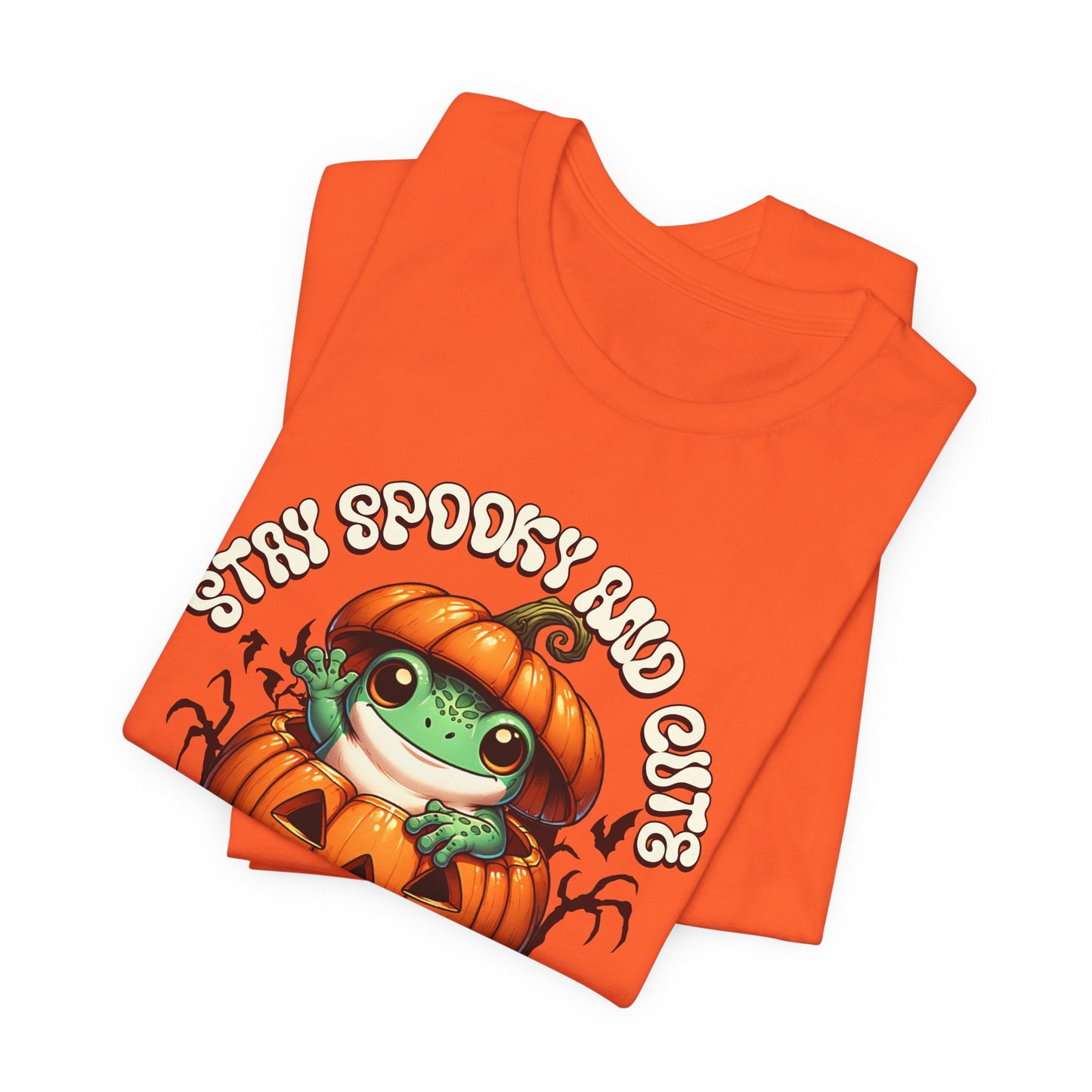 Spooky Cute Pumpkin and Frog Happy Halloween T Shirt, Fun Shirt for Halloween Parties or Trick or treating with the kiddos