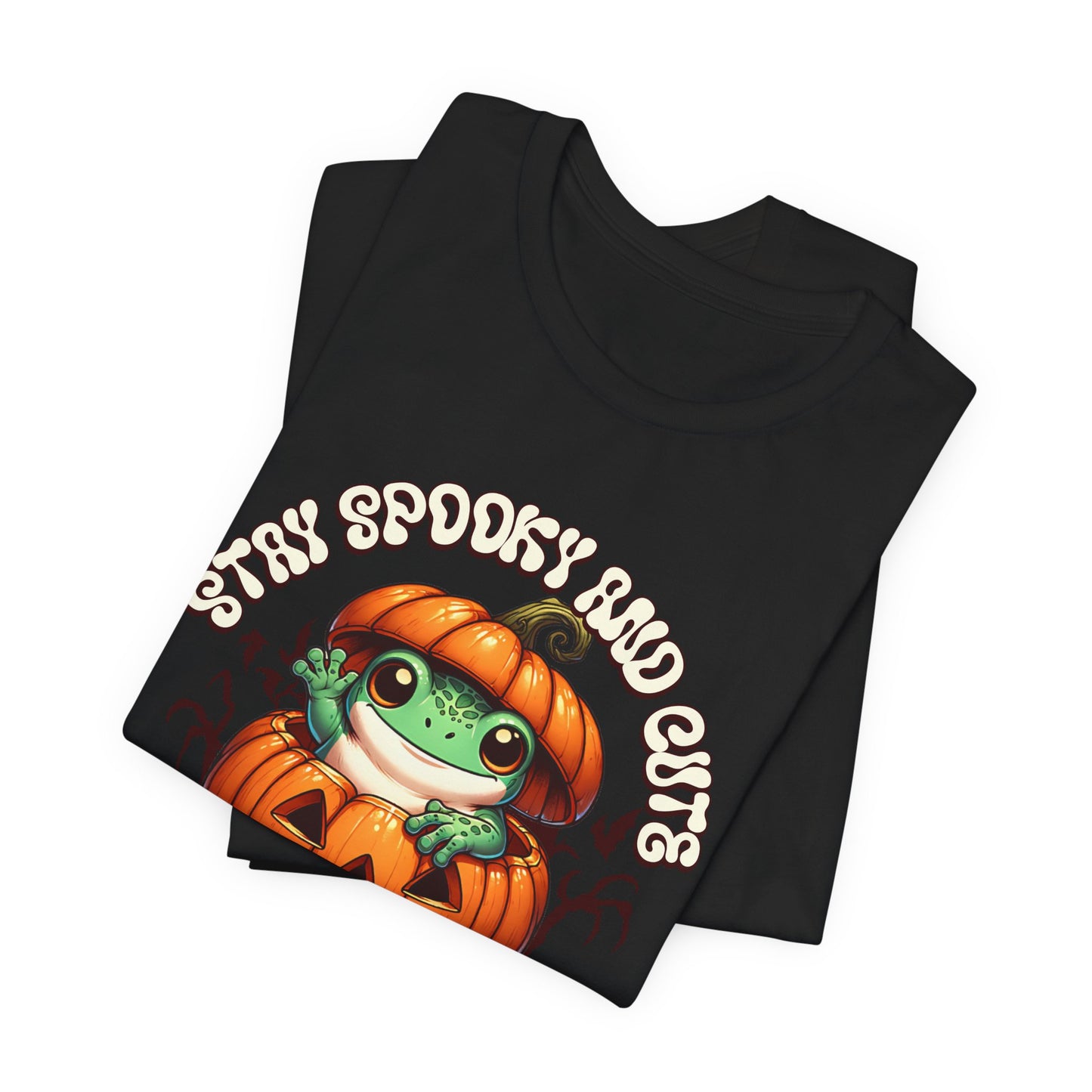 Spooky Cute Pumpkin and Frog Happy Halloween T Shirt, Fun Shirt for Halloween Parties or Trick or treating with the kiddos