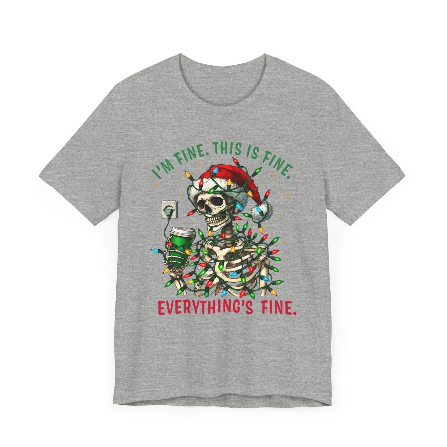 Skeleton Wrapped in Tangled Christmas Lights Holiday T Shirt