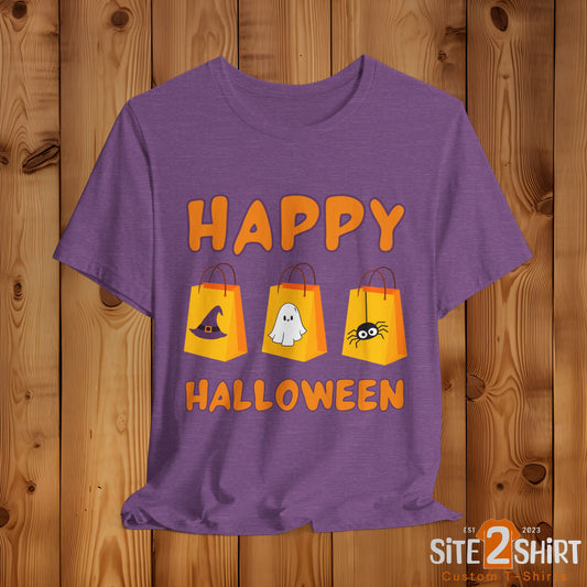 Cute Halloween Decorated Tote Bags T Shirt, Halloween Ghost, Spider, Witches Hat Design, Spooky Season Shirt