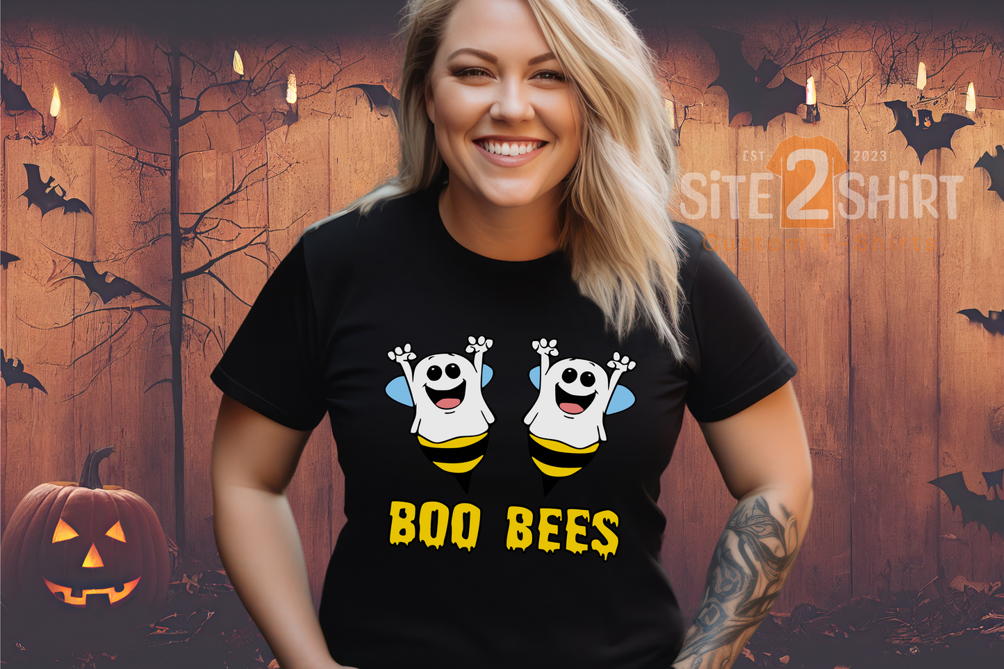 Boo Bees Ghostly Halloween T Shirt, Trick or Treat, Halloween Party Shirt. Spooky Season Apparel